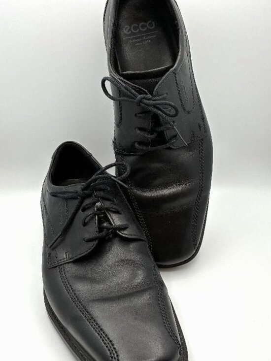 ECCO Men\'s New Jersey Bike Toe Lace-Up Shoes Black Leather EU 45 US 11-11.5 main image 4